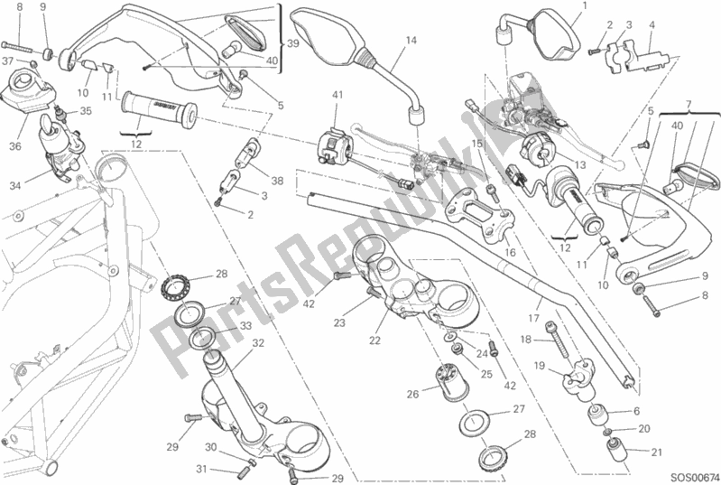 Tutte le parti per il Manubrio E Comandi del Ducati Hypermotard Hyperstrada USA 821 2015